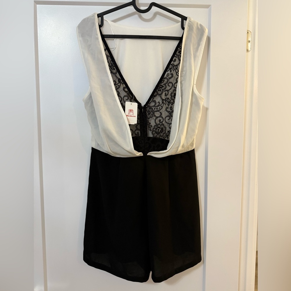 Mendocino Black and White Lace Jumpsuit